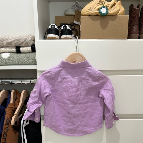 NWT Janie and Jack Lavender Linen Button Down Shirt 6-12 Months - Picture 2 of 3